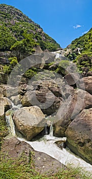 Mountain stream with big rocks