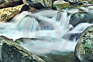 Mountain Stream Cascading over Rocks