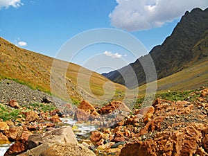 The mountain stream flowing in Alborz mountains , mount Alamkuh photo