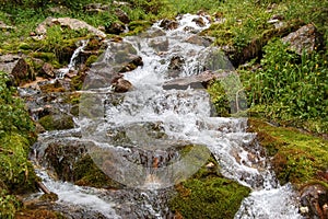 Mountain stream, mountain stream. Zailiyskiy Alatau.