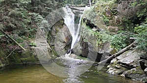 Mountain stream and waterfall