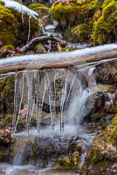 Mountain stream with waterfalls