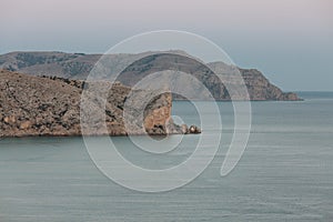 The mountain in Sudak in Crimea on the sunset