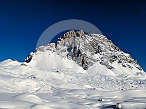 Mountain Sulzfluh above Partnun St. Anonien in the canton of Graubunden. ski touring