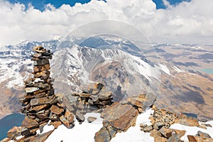 Mountain summit ridge, Cordillera Real, Bolivia.