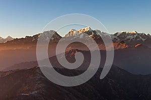 Mountain sunrise landscape in Himalayas, Nepal.