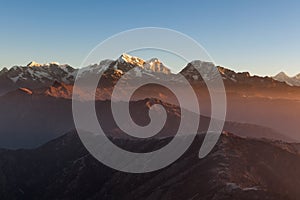 Mountain sunrise landscape in Himalayas, Nepal.