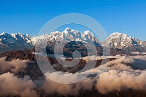 Mountain sunrise landscape in Himalayas, Nepal.