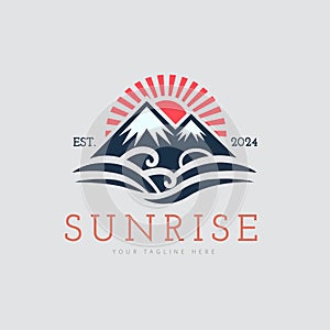 mountain sunrise logo template design for brand or company and other