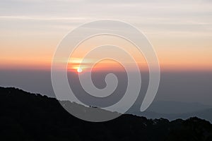 Mountain before sunrise at viewpoint of Kio Mae Pan, Thailand