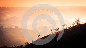 Mountain and with sunset