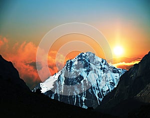 Mountain on sunset