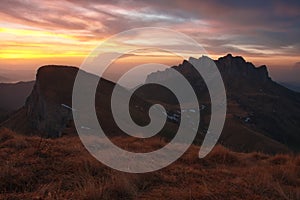 Mountain sunset autumn
