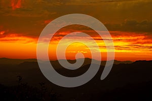 mountain sunset having clouds sky