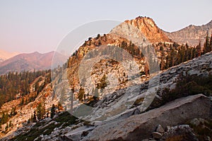 Mountain at sunset at Mineral King