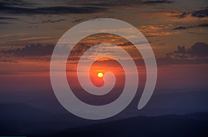 Mountain sunset summer