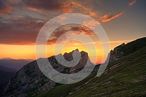 Mountain sunset summer