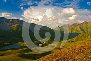 Mountain sunset summer