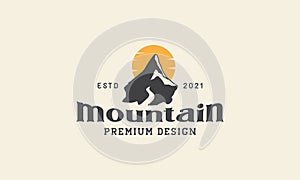 Mountain with sunset vintage simple logo vector icon symbol design graphic illustration