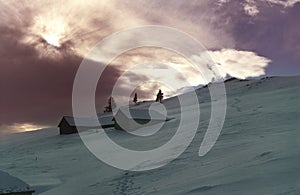 Mountain Sunset in Winter