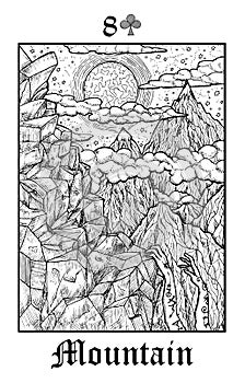 Mountain. Tarot card from vector Lenormand Gothic Mysteries oracle deck