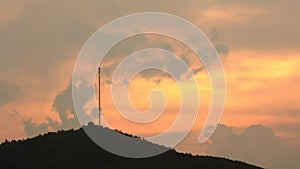 Mountain Top Coms Data Tower Mast Sunset Time Lapse