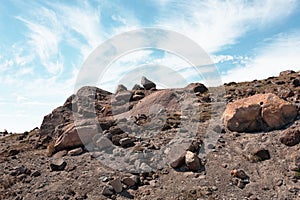 Mountain top landscape above the tree line