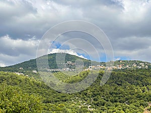 Mountain top and nature view - Aerial view of Jezzine town in South Lebanon