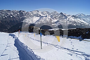Mountain top panorama view from ski slope