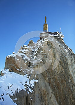 The mountain top station of the Aiguille du Midi in Chamonix, France.