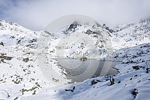 Mountain tops in winter covered in snow