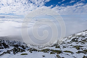 Mountain tops in winter covered in snow