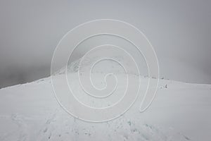 Mountain tops in winter covered in snow