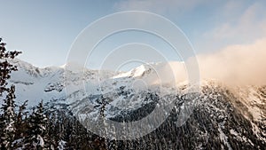 Mountain tops in winter covered in snow