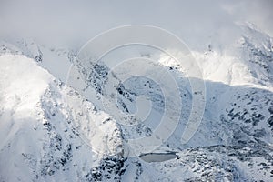 Mountain tops in winter covered in snow