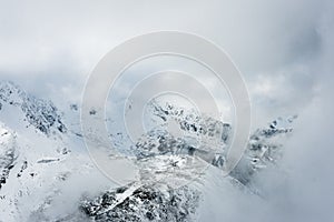 Mountain tops in winter covered in snow