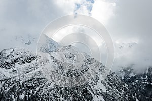 Mountain tops in winter covered in snow