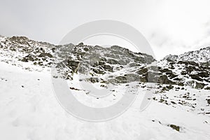 Mountain tops in winter covered in snow