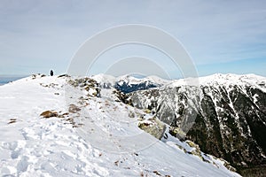 Mountain tops in winter covered in snow