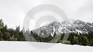 Mountain tops in winter covered in snow