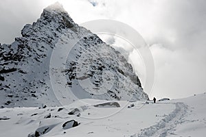 Mountain tops in winter covered in snow