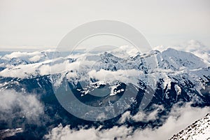 Mountain tops in winter covered in snow