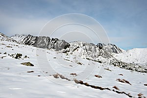 Mountain tops in winter covered in snow