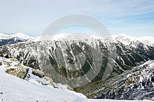 Mountain tops in winter covered in snow