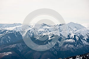 Mountain tops in winter covered in snow