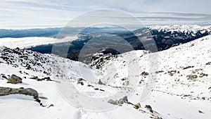 Mountain tops in winter covered in snow