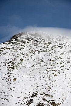 Mountain tops in winter covered in snow