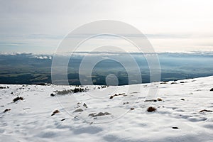 Mountain tops in winter covered in snow