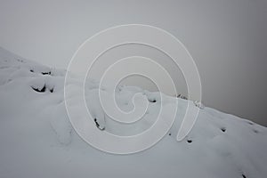 Mountain tops in winter covered in snow