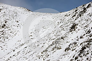 Mountain tops in winter covered in snow